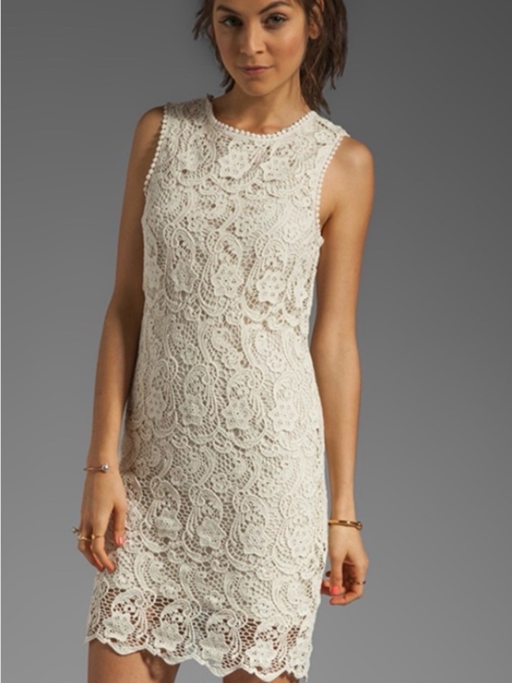 NWT Joie Cream Lace Sleeveless Shift Dress M